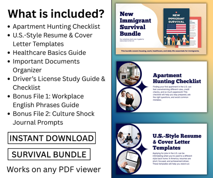 New Immigrant Survival Bundle | Digital Download Kit for Life in the U.S.
